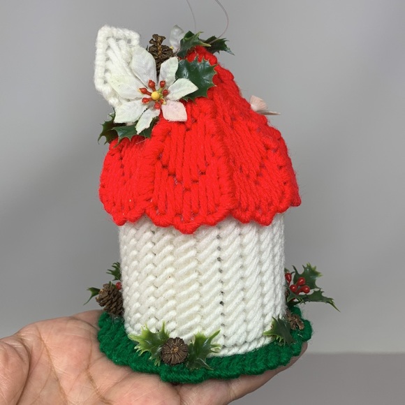 5 pc vintage Christmas decor lot Bird house Santa reindeer star & tree - Picture 15 of 17